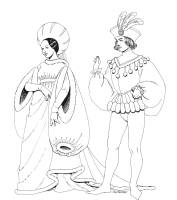 Een kleurplaat van  renaissance kleding